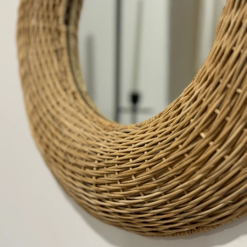 Round Rattan Wall Mirror -